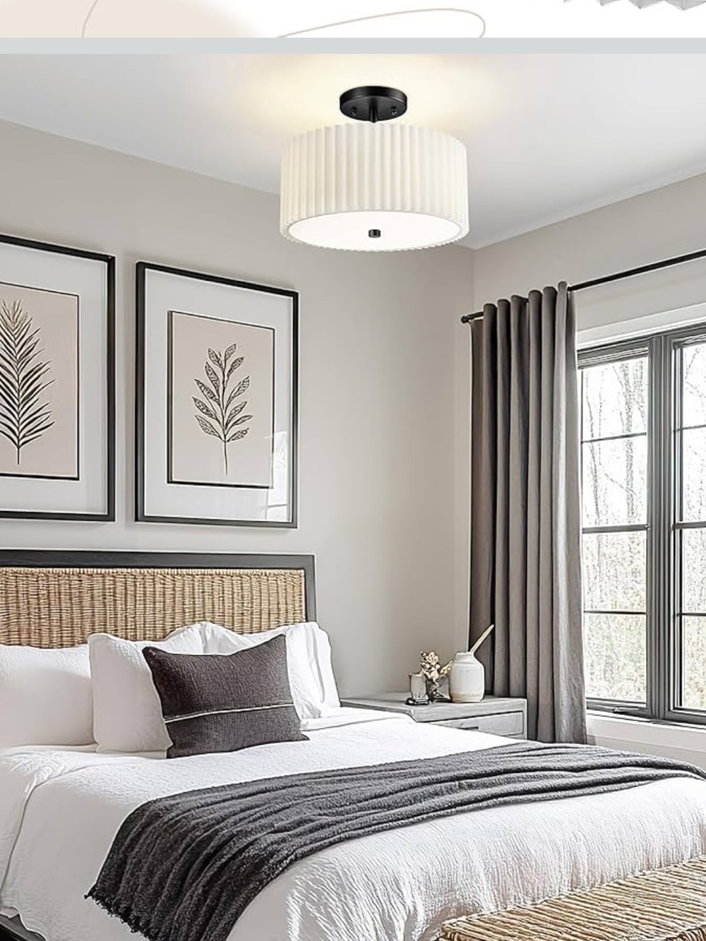 Semi Flush Mount Ceiling Light, 3-Light 12.5" Matte Black Ceiling Light